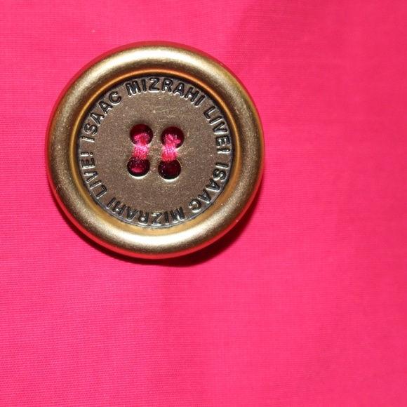 Isaac Mizrahi , Hot pink trench rain coat with Polka Dot Lining - Picture 5 of 13